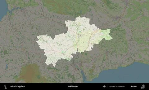 Mid Devon highlighted, United Kingdom. OpenStreetMap German Stock Illustration