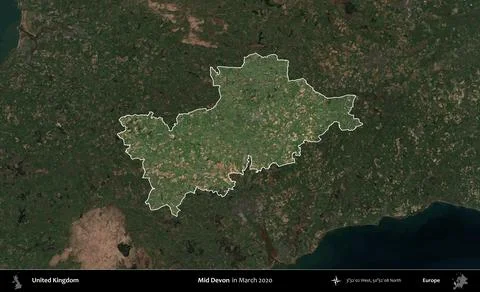 Mid Devon highlighted, United Kingdom. Sentinel. March 2020 스톡 일러스트