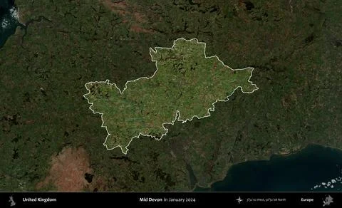 Mid Devon highlighted, United Kingdom. Sentinel. January 2024 Illustrazione stock