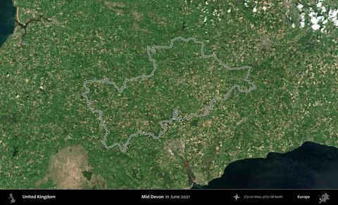 Mid Devon outlined, United Kingdom. Sentinel. June 2021 스톡 일러스트