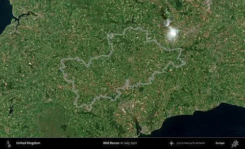 Mid Devon outlined, United Kingdom. Sentinel. July 2021 스톡 일러스트