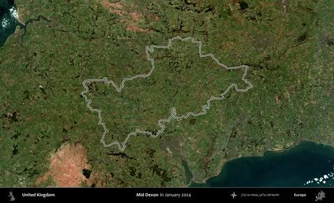 Mid Devon outlined, United Kingdom. Sentinel. January 2024 Ilustración de archivo