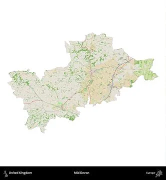 Mid Devon, United Kingdom, isolated on white. OpenStreetMap French 스톡 일러스트