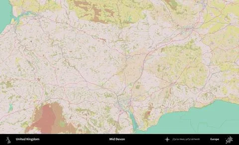 Mid Devon, United Kingdom. OpenStreetMap Standard Stock Illustration