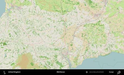 Mid Devon, United Kingdom. OpenStreetMap French Stock Illustration