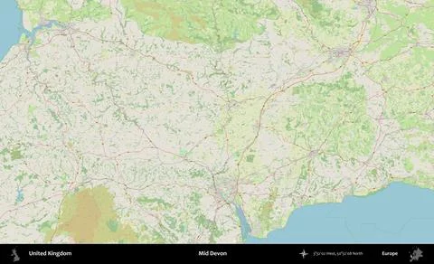 Mid Devon, United Kingdom. OpenStreetMap German Stock Illustration