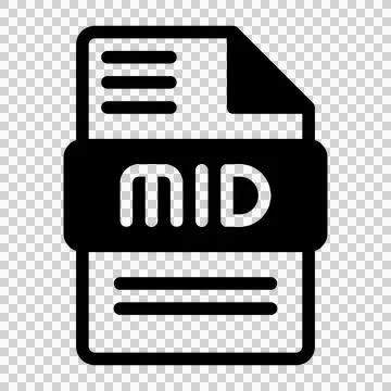 Mid file icon. Audio format symbol Solid icons, Vector illustration.  Illustrazione stock