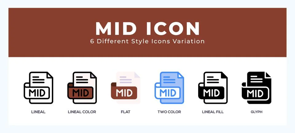 Mid file symbol. vector icon symbol. logo illustration. vector graphics Stock Illustration