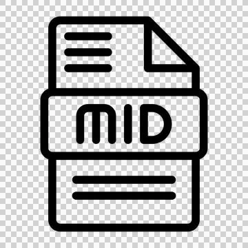 Mid File type Icons. Audio Extension icon Outline Design. Vector Illustrations. Illustrazione stock