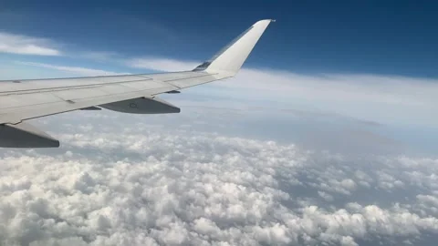 Mid Flight Airplane Wing Stock Footage 276664185