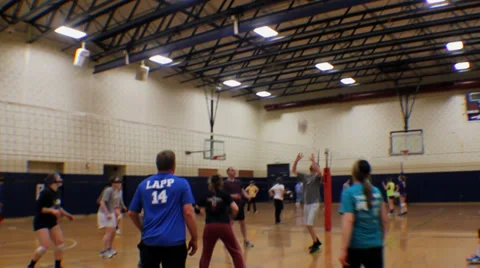 Mid-Game Volleyball Set and Spike Stock Footage 36593979