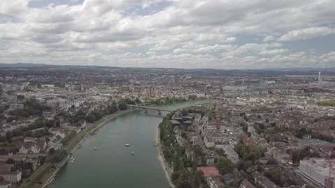 Mid Height Rhine Panorama Beside Roche Tower Stock Footage 344914321