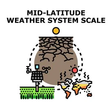 Mid latitude weather system scale global climate concept Stock Illustration