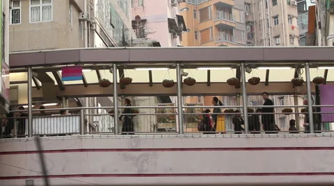 Mid-levels overpass in Hong Kong Stock Footage 59551377