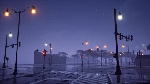 Mid night small town street Stock Footage 249127647