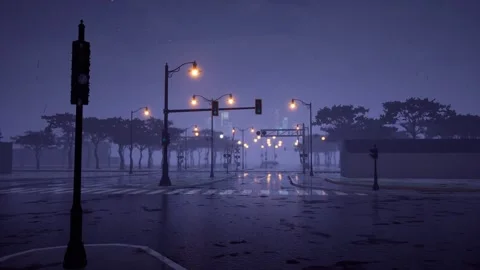 Mid night small town street Stock Footage 249127802