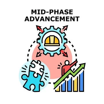 Mid phase advancement concept presenting progress and development Stock Illustration