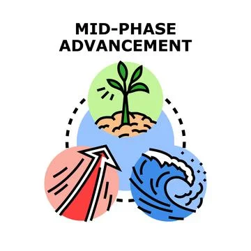Mid phase advancement concept showing growth and progress Ilustración de archivo