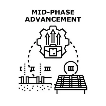 Mid phase advancement project development management process 库存插图