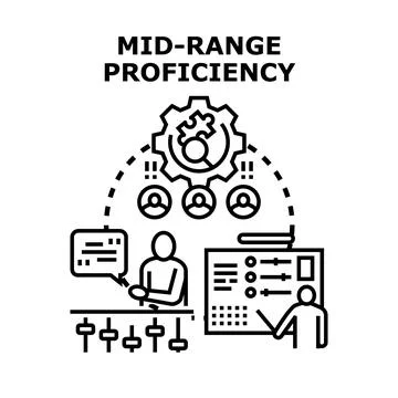 Mid range proficiency concept illustrating skill development process Stock Illustration