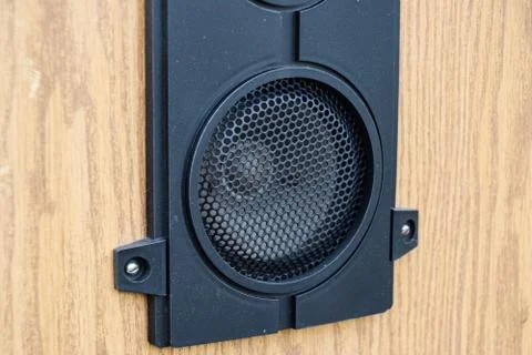 Mid-range speaker. Acoustic system Amphiton 35as-018. Music speakers in garde Stock Photos