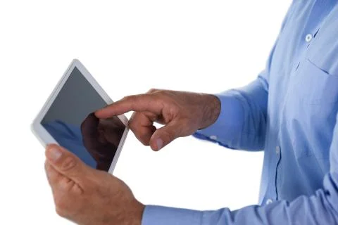 Mid section of businessman using tablet computer Foto stock