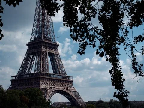 Mid section of the Eiffel Tower seen from a distance Stock Photos