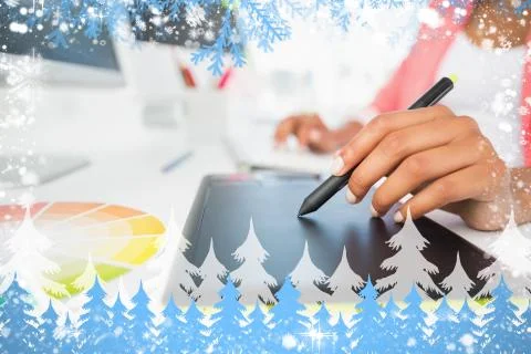 Mid section of a photo editor using graphics tablet Stock Illustration