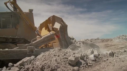 Mid shot of construction vehicle working on construction site Stock Footage 312400458