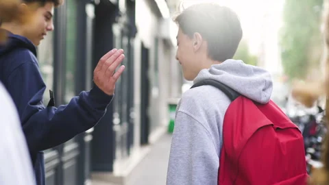 Mid-shot front view of diverse group of coworkers exchanging ideas and Stock Footage 278015432