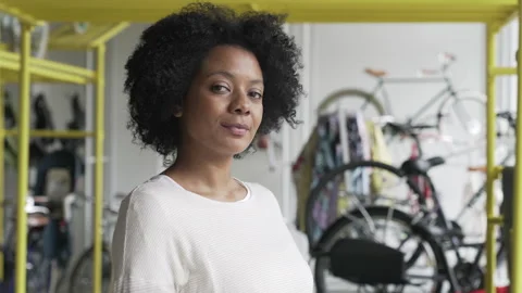 Mid-shot front view of young African American woman looking confidently at Stock Footage 277959332