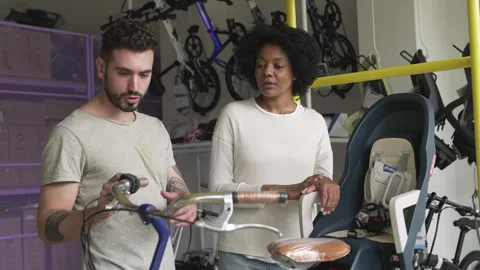 Mid-shot front view of young African American female small business owner Stock Footage 277961503