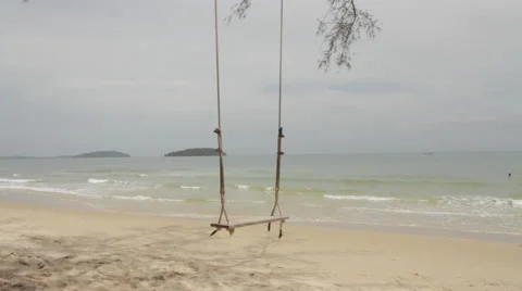 Mid-Shot Large Rope Swing Hangs Stock Footage 43126078