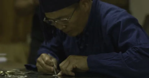 Mid shot male working on table top Stock Footage 141358165