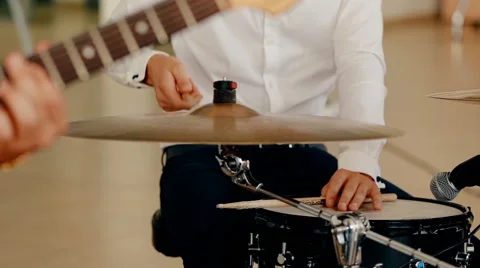 Mid shot man playing guitar Stock Footage 66442037