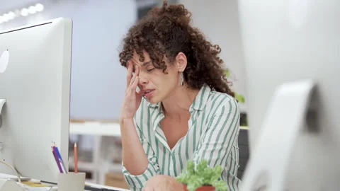 Mid-shot side view of female manager showing disappointment when receiving phone Stock Footage 277954105