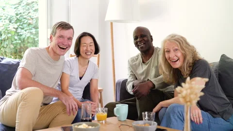 Mid-shot view of diverse group of coworkers sharing ideas for company project Stock Footage 278045663