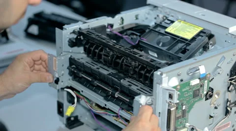 Mid shot Worker repairs electronic stuff Stock Footage 65512468