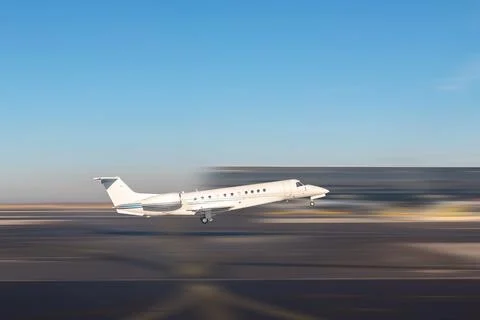 Mid size modern vip private jet departure and take-off on airport runway. P.. Stock-Fotos