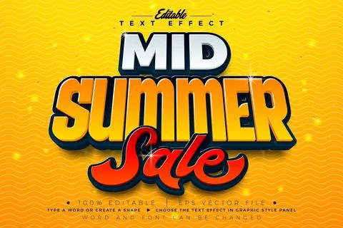Mid Summer Sale Editable Text Effect Design Vector Graphic Style with Shado.. 스톡 일러스트