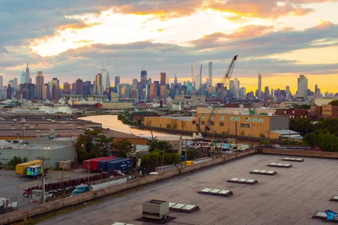 Mid-Town Manhattan Sunset Timelapse New york City Stock Footage 264183736