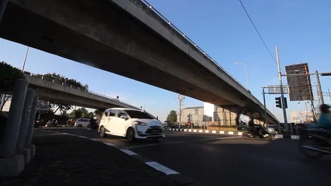 Mid Traffic under Highway 1 minute Stock Footage 91895197