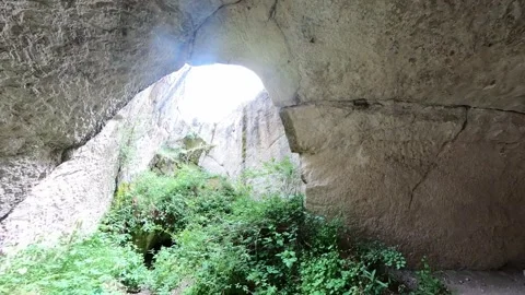 Midas City, Going down stairs through the old cistern. Phrygian Valley (3/3) Video stock 306551914