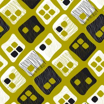 Midcentury checkered pattern in chartreuse color Illustrazione stock
