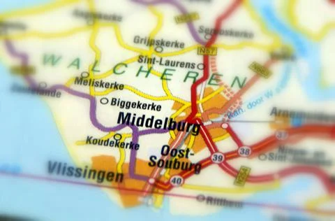 Middelburg on a map Stock Photos