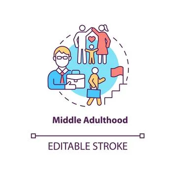 Middle adulthood concept icon Stock Illustration