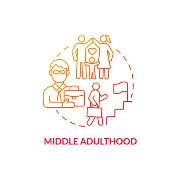 Middle adulthood red concept icon Stock Illustration