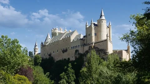 Middle age castle, romantic cinderella style medieval fortress Stock Footage 65317549