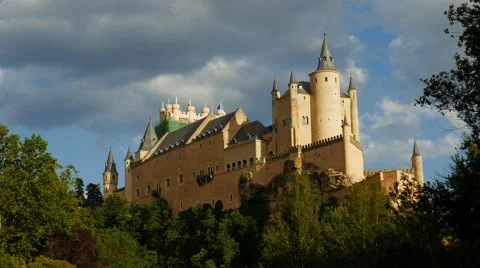 Middle age castle, romantic cinderella style medieval fortress Stock Footage 65500411
