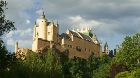 Middle age castle, romantic cinderella style medieval fortress Stock Footage 65500468